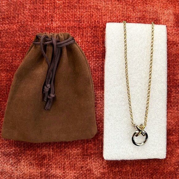 New XO HUGS and KISSES PENDANT Necklace Two Tone - Picture 2 of 6